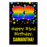 [ Thumbnail: 83rd Birthday: Fun, Colorful Stars + Rainbow # 83 Card ]
