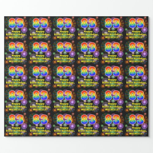 83rd Birthday Fun Fireworks Rainbow Look  83 Wrapping Paper