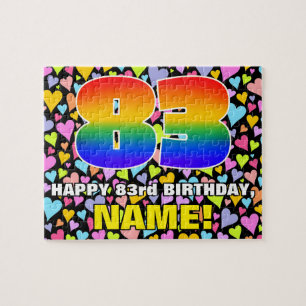 83rd Birthday — Fun, Loving Heart Shapes + “83” Jigsaw Puzzle