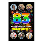 [ Thumbnail: 83rd Birthday: Fun Rainbow #, Custom Name + Photos Card ]