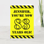 [ Thumbnail: 83rd Birthday: Fun Stencil Style Text, Custom Name Card ]