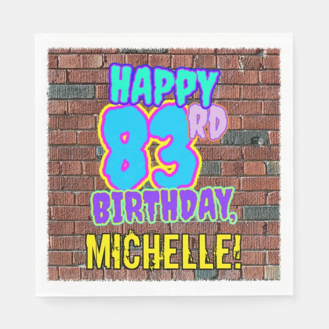 83rd Birthday ~ Fun, Urban Graffiti Inspired Look Napkins (Front)