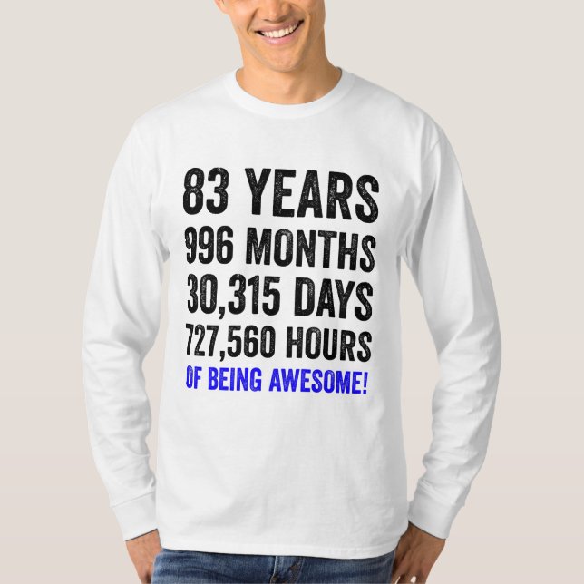 83rd Birthday // Funny Men’s Birthday Countdown T-Shirt (Front)