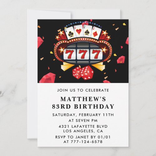 83rd birthday invitation Casino Poker Playing card