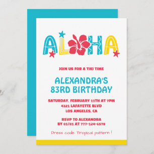 83rd birthday invitations Tropical Aloha Hawaiian
