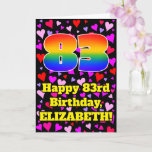 [ Thumbnail: 83rd Birthday: Loving Hearts Pattern, Rainbow # 83 Card ]