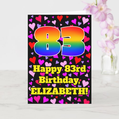 83rd Birthday Loving Hearts Pattern Rainbow  83 Card