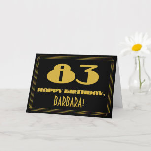 83rd Birthday: Name + Art Deco Inspired Look "83" Card