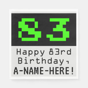 83rd Birthday - Nerdy / Geeky Style "83" & Name Napkins