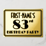 [ Thumbnail: 83rd Birthday Party — Art Deco Look “83” + Name Invitation ]