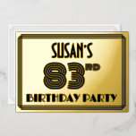 [ Thumbnail: 83rd Birthday Party — Art Deco Style “83” & Name Invitation ]