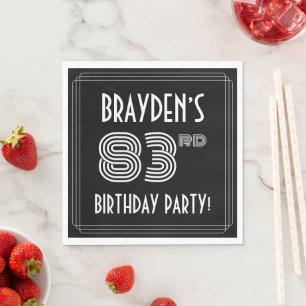 83rd Birthday Party: Art Deco Style + Custom Name Napkins