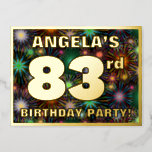 [ Thumbnail: 83rd Birthday Party: Bold, Colorful Fireworks Look Postcard ]