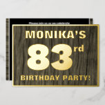 [ Thumbnail: 83rd Birthday Party: Bold, Faux Wood Grain Pattern Invitation ]