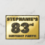 [ Thumbnail: 83rd Birthday Party — Bold, Faux Wood Grain Text Invitation ]