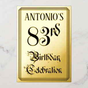 83rd Birthday Party — Elegant Script + Custom Name Foil Invitation
