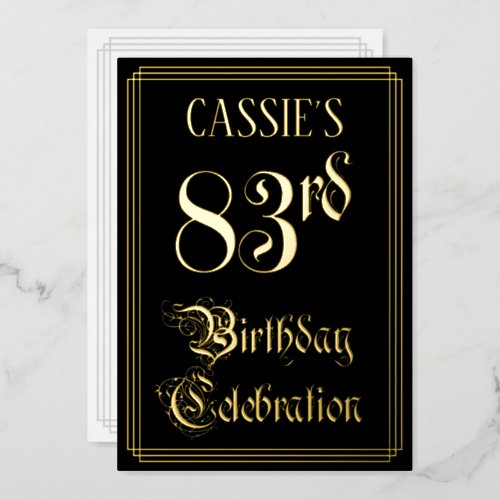 83rd Birthday Party  Fancy Script  Custom Name Foil Invitation