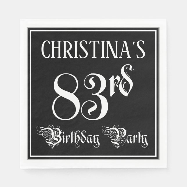 83rd Birthday Party — Fancy Script + Custom Name Napkins (Front)