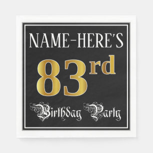 83rd Birthday Party — Fancy Script, Faux Gold Look Napkins