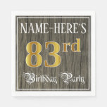 [ Thumbnail: 83rd Birthday Party — Faux Gold & Faux Wood Looks Napkins ]