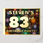 [ Thumbnail: 83rd Birthday Party — Fun, Colorful Fireworks Look Invitation ]