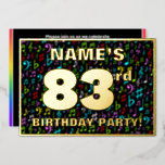 [ Thumbnail: 83rd Birthday Party — Fun, Colorful Music Symbols Invitation ]