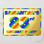 [ Thumbnail: 83rd Birthday Party — Fun, Rainbow Spectrum “83” Invitation ]