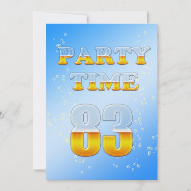 83rd birthday party invitation with beer (Front)