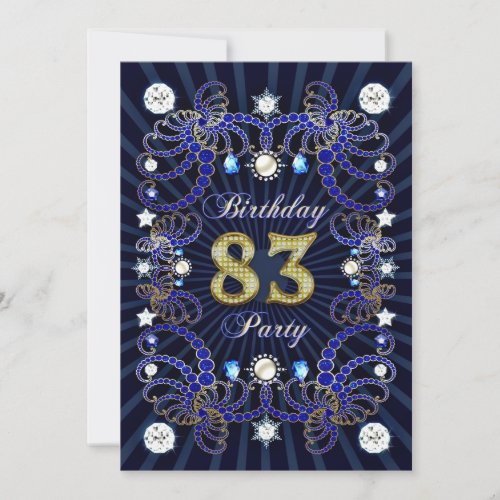 83rd birthday party invite with masses of jewels