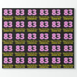 [ Thumbnail: 83rd Birthday: Pink Stripes and Hearts "83" + Name Wrapping Paper ]