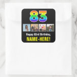 [ Thumbnail: 83rd Birthday: Rainbow “83”; Custom Photos & Name Sticker ]
