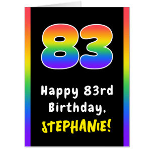 83rd Birthday: Rainbow Spectrum # 83, Custom Name Card