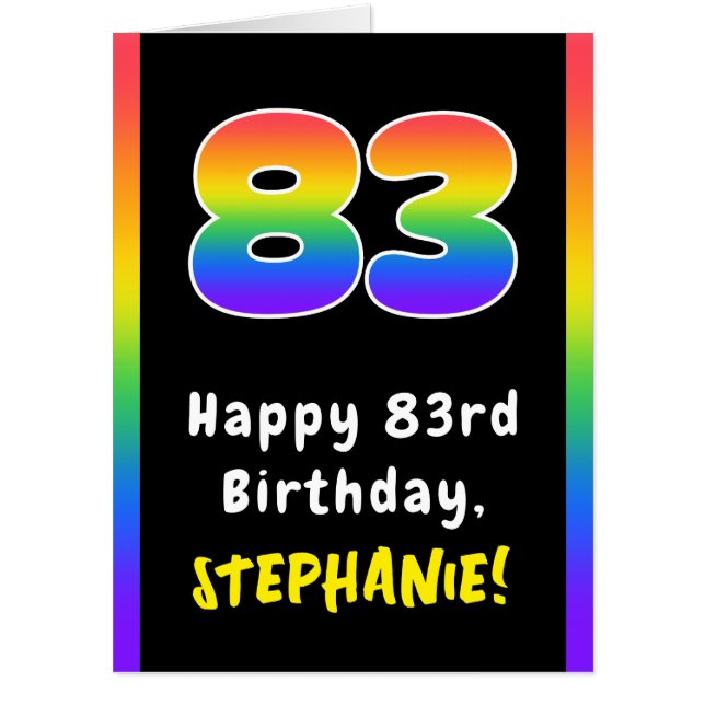 83rd Birthday: Rainbow Spectrum # 83, Custom Name Card (Front)