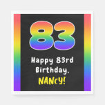 [ Thumbnail: 83rd Birthday: Rainbow Spectrum # 83, Custom Name Napkins ]