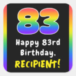 [ Thumbnail: 83rd Birthday: Rainbow Spectrum # 83, Custom Name Sticker ]