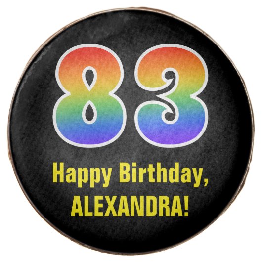 83rd Birthday - Rainbow Spectrum Pattern Number 83 Chocolate Covered Oreo (Front)
