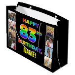 [ Thumbnail: 83rd Birthday: Rainbow Text, Custom Photos & Name Gift Bag ]
