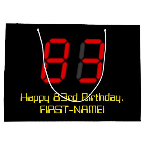 83rd Birthday Red Digital Clock Style 83  Name Large Gift Bag