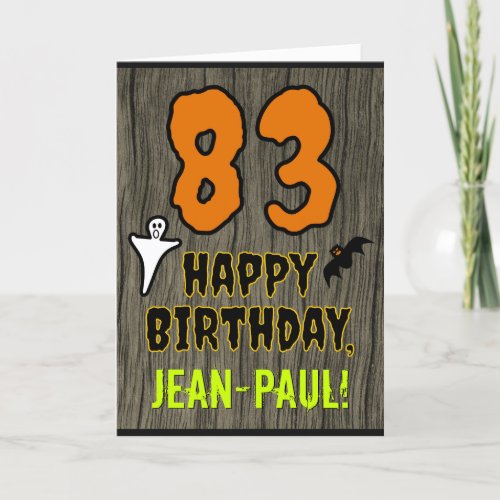 83rd Birthday Spooky Halloween Theme Custom Name Card