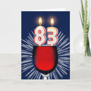 83rd Birthday with wine and candles Card