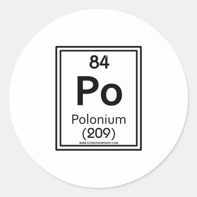84 Polonium Classic Round Sticker (Front)