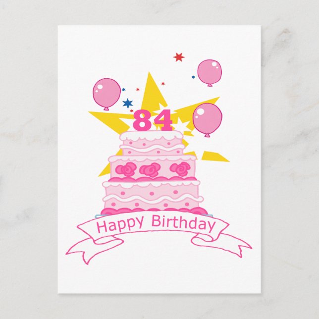 84 Year Old Birthday Cake Postcard (Front)