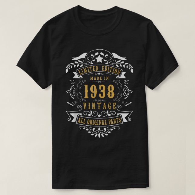 84 Years Old 84th Birthday Made Born in 1938 Men W T-Shirt (Design Front)