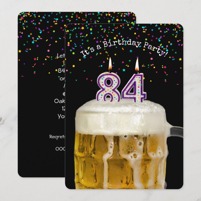 84h Birthday Candle Party Invitation (Front/Back)