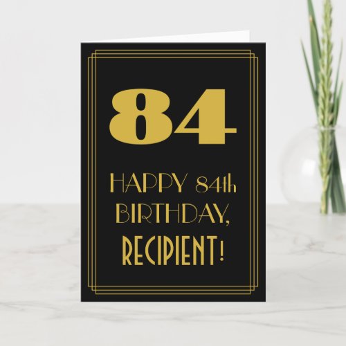 84th Birthday  Art Deco Inspired Look 84  Name Card