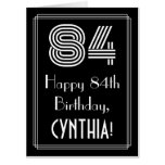 [ Thumbnail: 84th Birthday — Art Deco Inspired Look “84” + Name Card ]