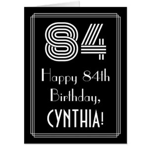 84th Birthday — Art Deco Inspired Look “84” + Name Card