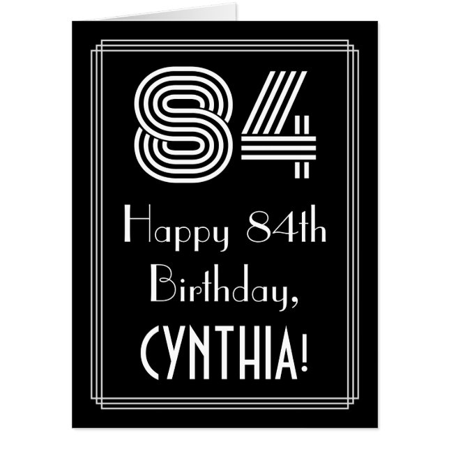 84th Birthday — Art Deco Inspired Look “84” + Name Card (Front)