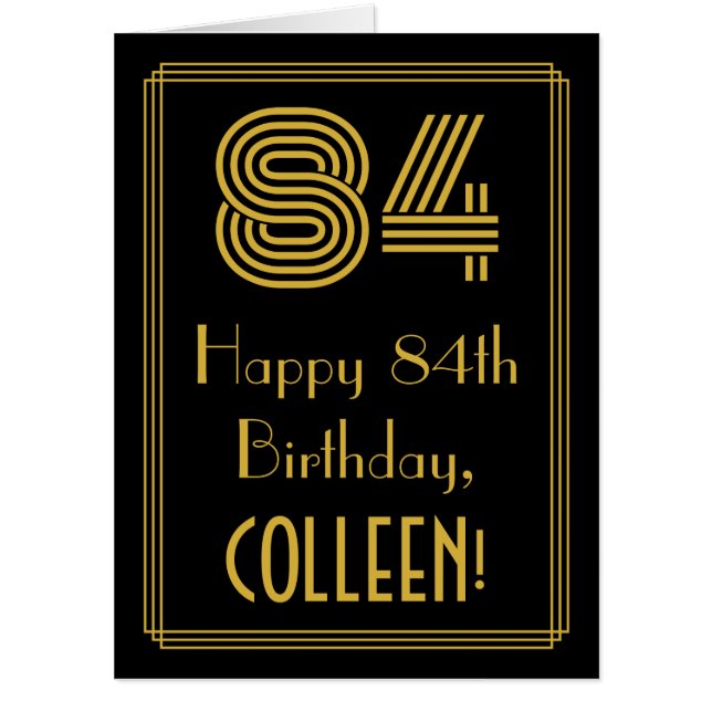 84th Birthday: Art Deco Inspired Look “84” + Name Card (Front)