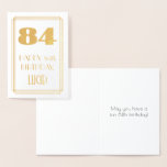 [ Thumbnail: 84th Birthday: Art Deco Inspired Look "84" & Name Foil Card ]
